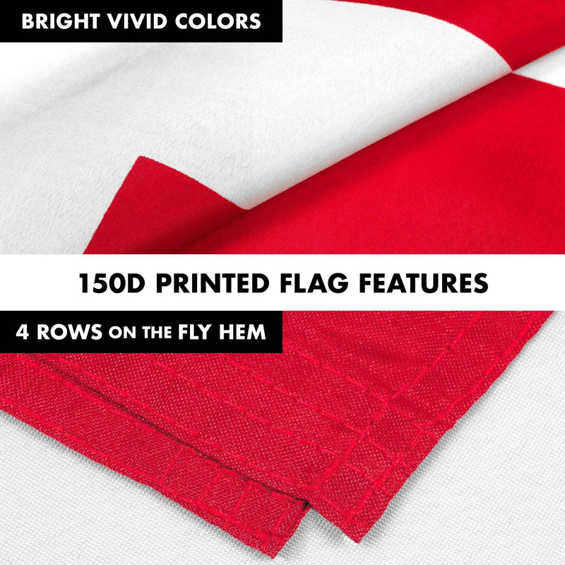 G128 Combo Pack: 6 Feet Tangle Free Spinning Flagpole (Black) Denmark Danish Flag 3x5 ft Printed 150D Brass Grommets (Flag Included) Aluminum Flag Pole