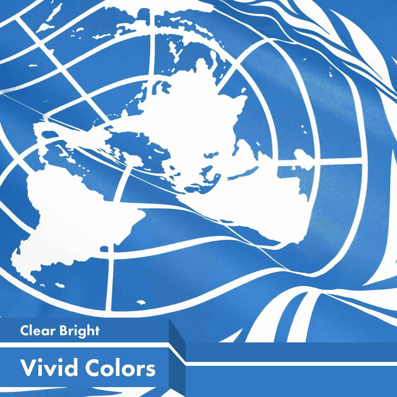 G128 2 Pack: United Nations Flag | 3x5 Ft | LiteWeave Pro Series Printed 150D Polyester | Indoor/Outdoor, Vibrant Colors, Brass Grommets, Thicker and More Durable Than 100D 75D Polyester