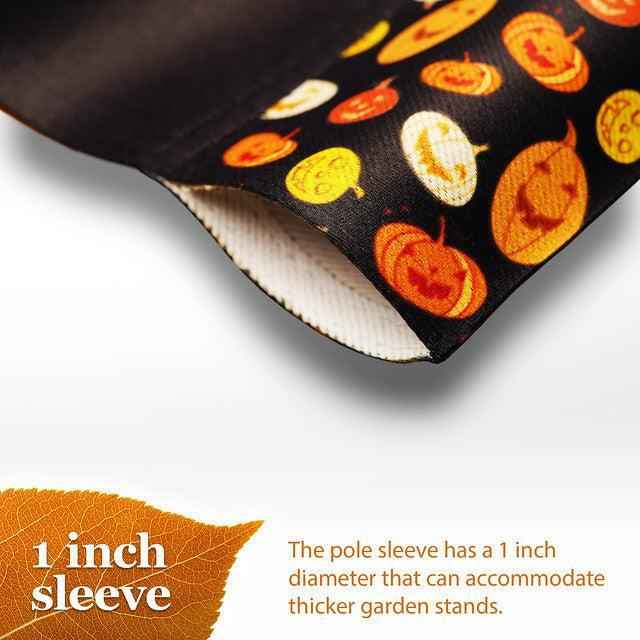 G128 Garden Flag Happy Halloween Black Cat and Ghosts | 12x18 Inch | Printed Blockout Polyester - Halloween Fall Decoration