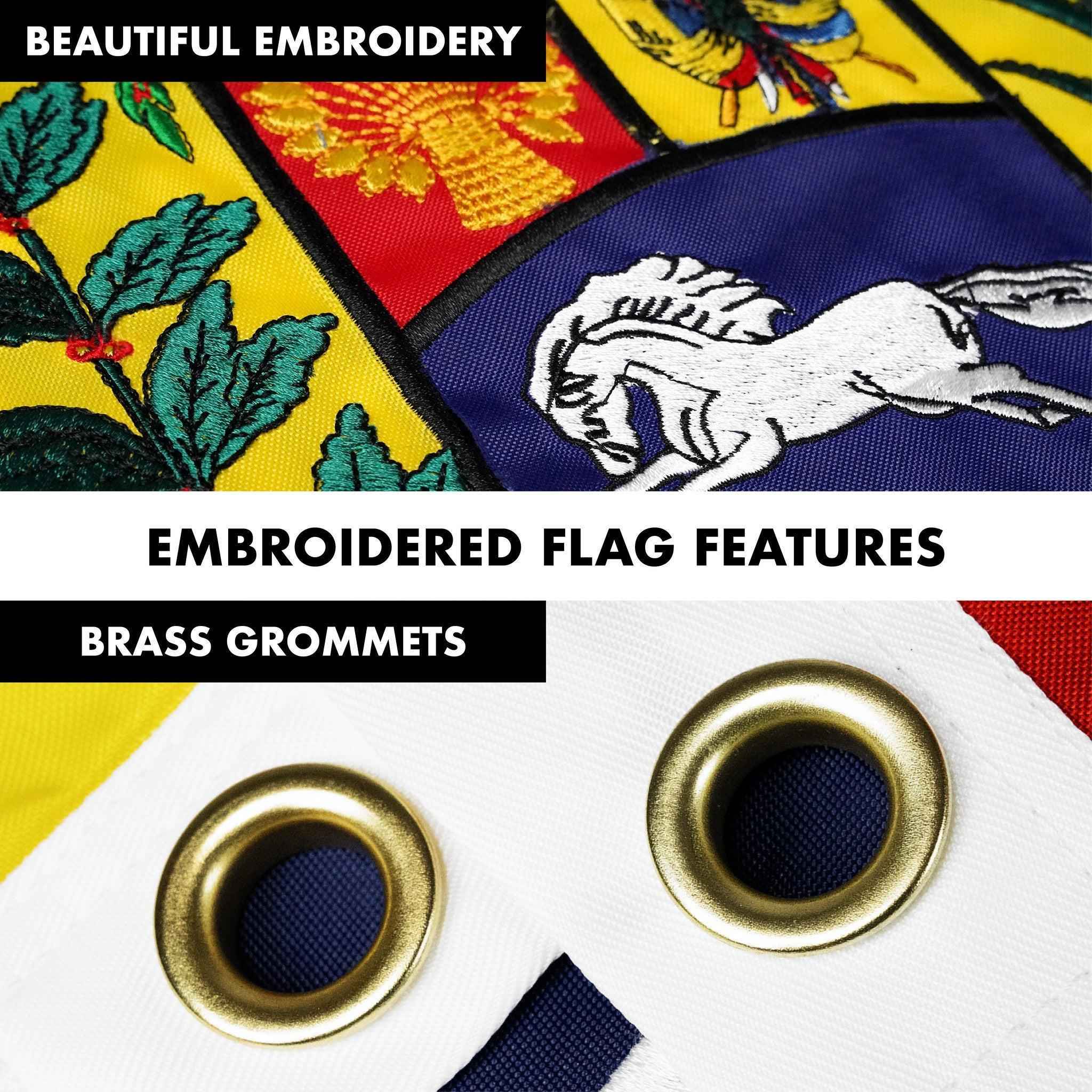 G128 Combo Pack: 6 Ft Tangle Free Aluminum Spinning Flagpole (Silver) & Venezuela Venezuelan Flag 3x5 Ft, Double ToughWeave Series Double Sided Embroidered 210D Polyester | Pole with Flag Included