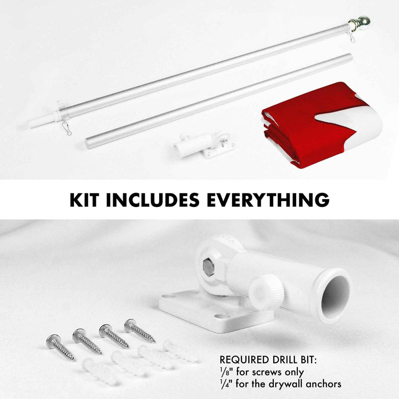 G128 Combo Pack: 5 Ft Tangle Free Aluminum Spinning Flagpole (Silver) & Canada Canadian Flag 2.5x4 Ft, Double ToughWeave Series Double Sided Embroidered 210D Polyester | Pole with Flag Included