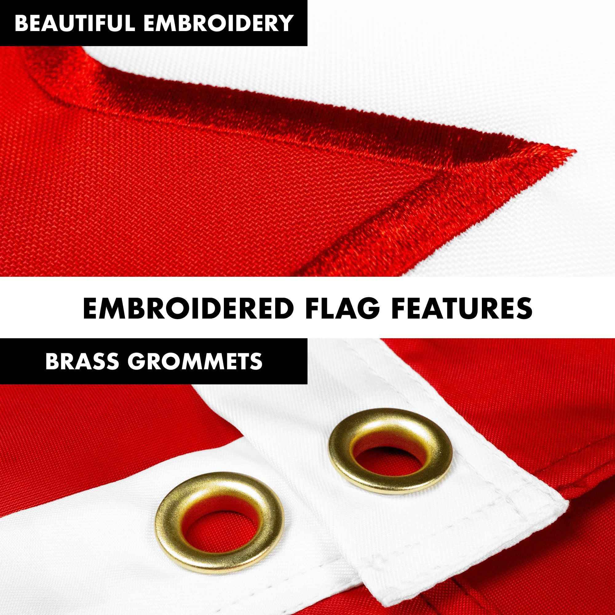 G128 Combo Pack: 5 Ft Tangle Free Aluminum Spinning Flagpole (Silver) & Canada Canadian Flag 2.5x4 Ft, Double ToughWeave Series Double Sided Embroidered 210D Polyester | Pole with Flag Included