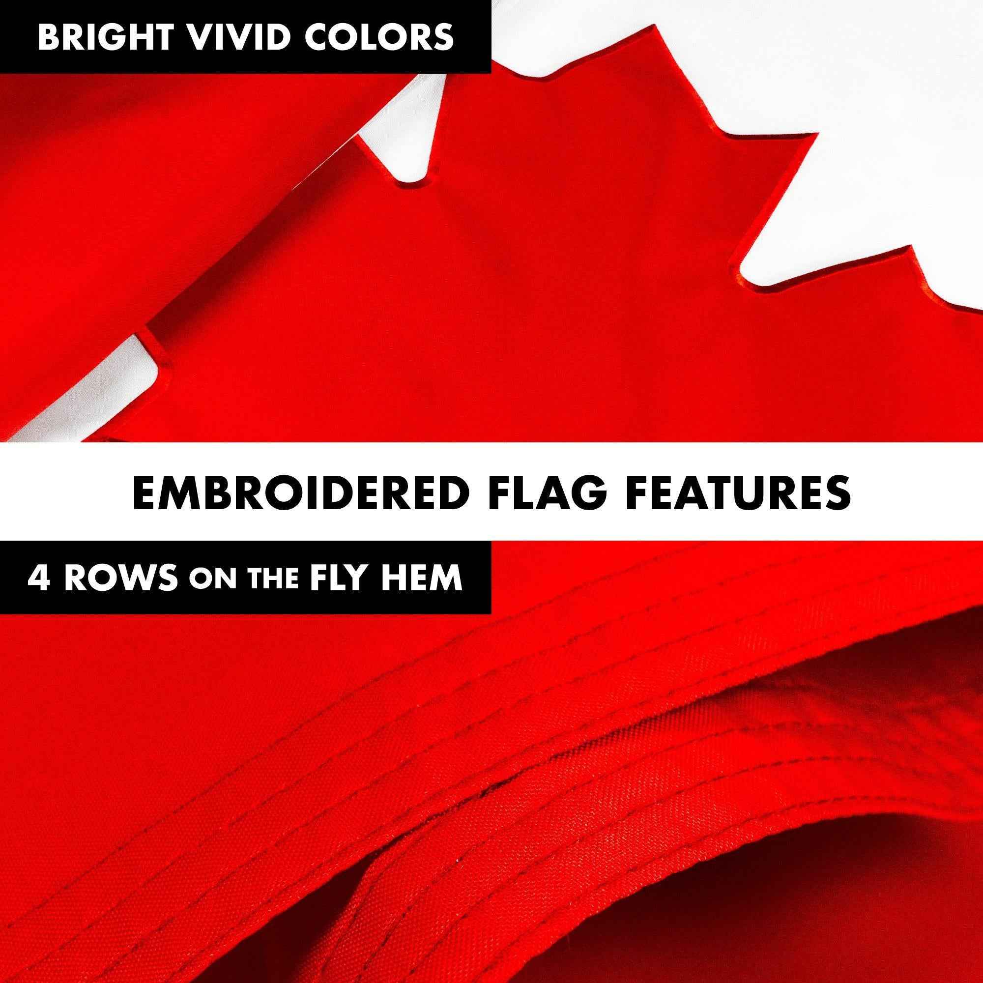 G128 Combo Pack: 5 Ft Tangle Free Aluminum Spinning Flagpole (Silver) & Canada Canadian Flag 2.5x4 Ft, Double ToughWeave Series Double Sided Embroidered 210D Polyester | Pole with Flag Included