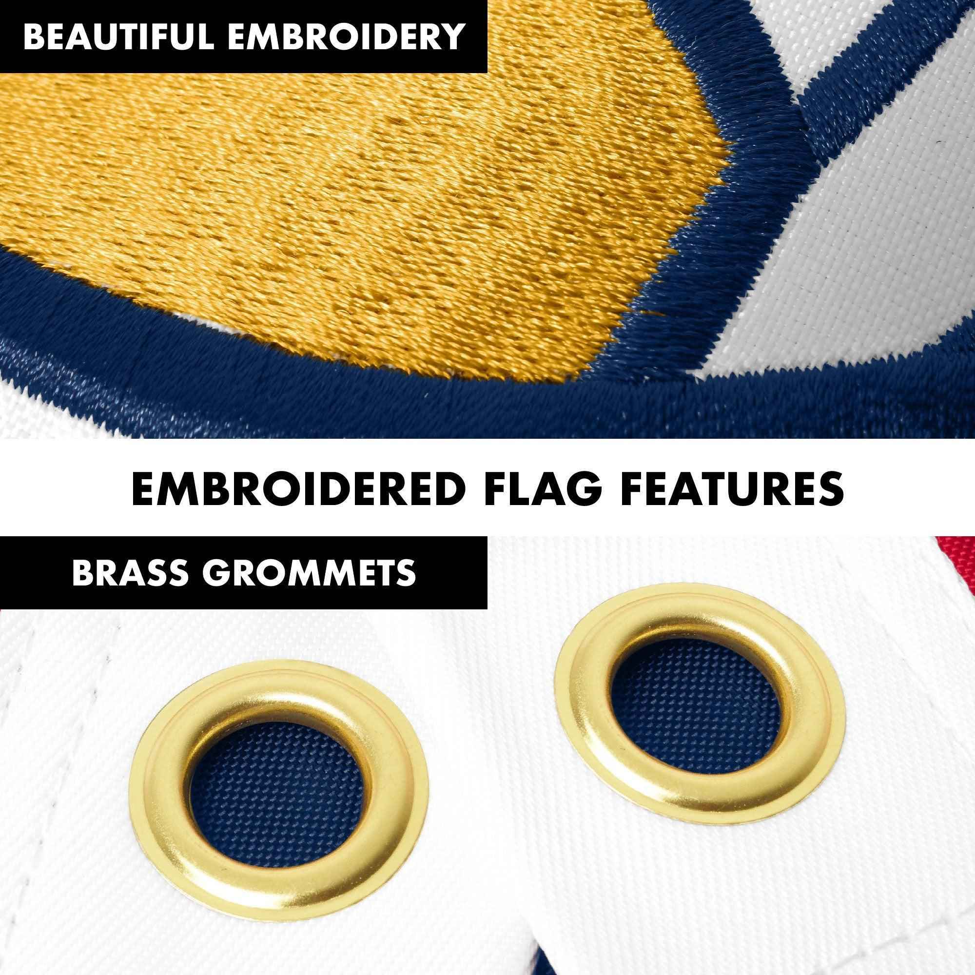 G128 Combo Pack: 6 Ft Tangle Free Aluminum Spinning Flagpole (Silver) & Mississippi 2020 MS State Flag 3x5 Ft, ToughWeave Series Embroidered 300D Polyester | Pole with Flag Included