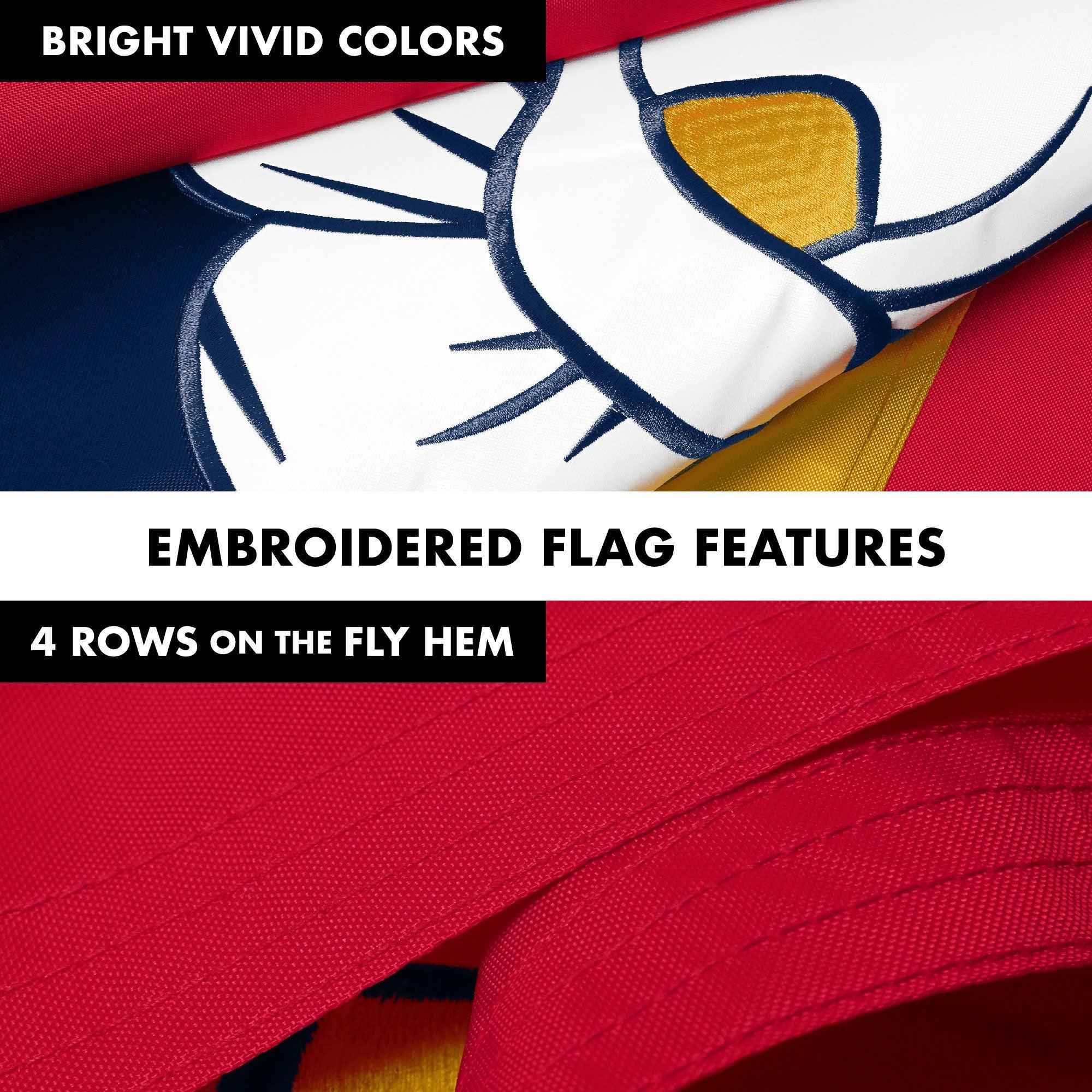 G128 Combo Pack: 6 Ft Tangle Free Aluminum Spinning Flagpole (Silver) & Mississippi 2020 MS State Flag 3x5 Ft, ToughWeave Series Embroidered 300D Polyester | Pole with Flag Included