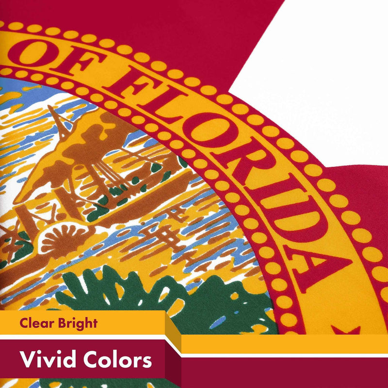G128 2 Pack: Florida FL State Flag | 3x5 Ft | LiteWeave Pro Series Printed 150D Polyester, 4 Corner Brass Grommets | Vibrant Colors, Perfect For Balcony, More Durable Than 100D 75D Polyester