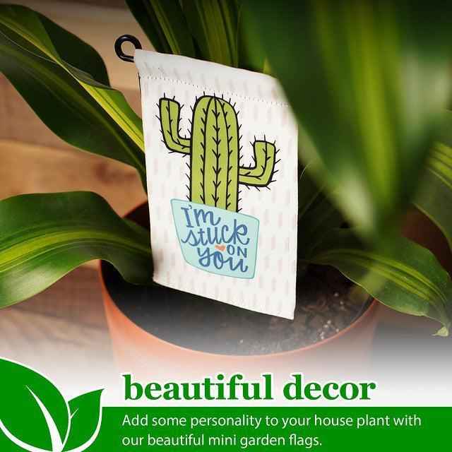 G128 Garden Flag & Stand I'm Stuck on You Cactus | 4x8 Inch | Printed Blockout Polyester