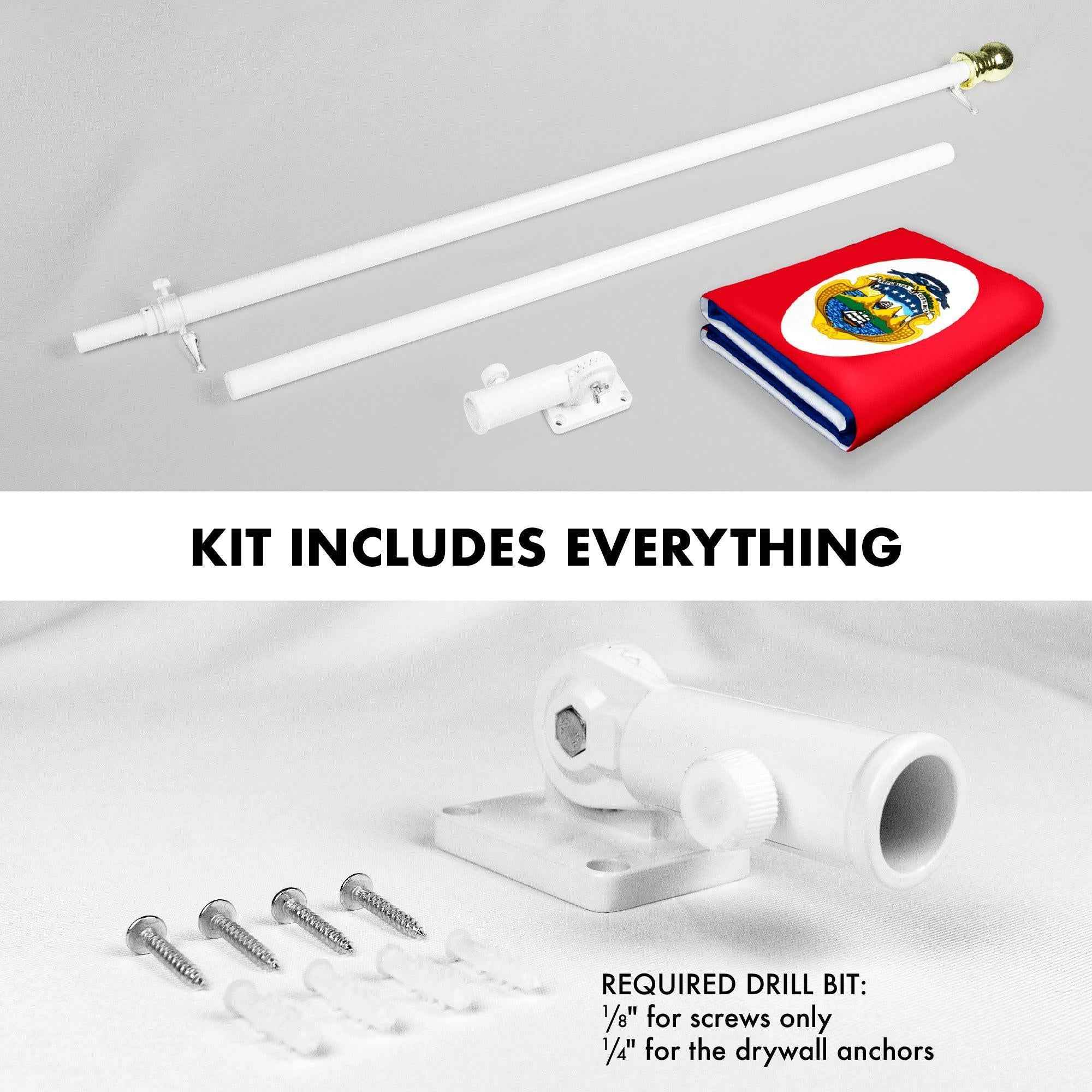 G128 Combo Pack: 6 Feet Tangle Free Spinning Flagpole (White) Costa Rica Costa Rican Flag 3x5 ft Printed 150D Brass Grommets (Flag Included) Aluminum Flag Pole