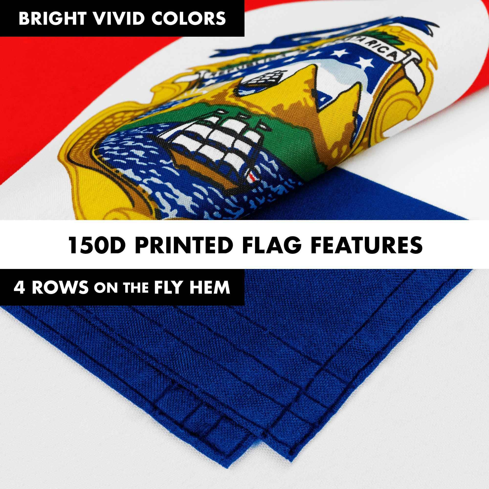 G128 Combo Pack: 6 Feet Tangle Free Spinning Flagpole (White) Costa Rica Costa Rican Flag 3x5 ft Printed 150D Brass Grommets (Flag Included) Aluminum Flag Pole