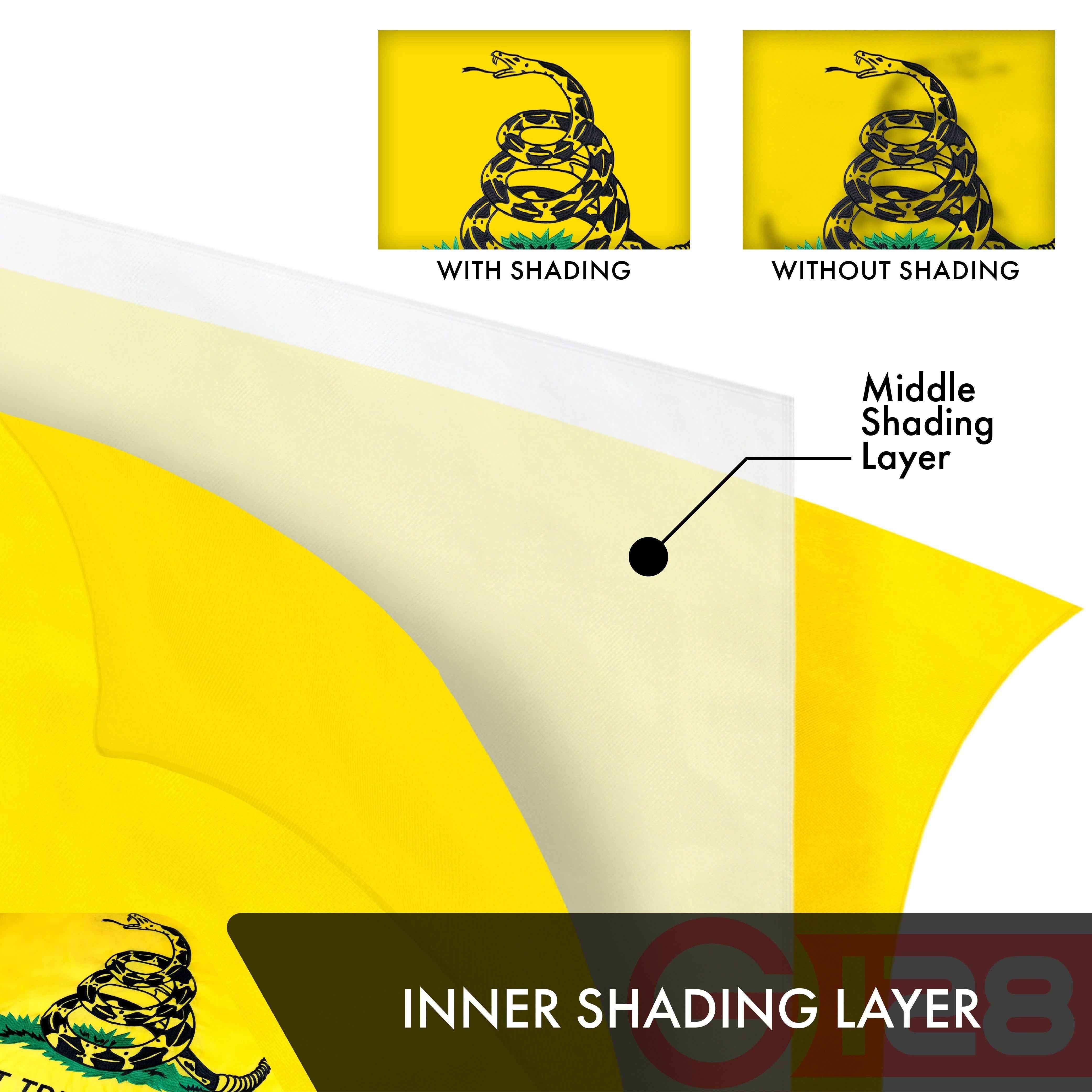 Gadsden Don't Tread on Me Flag 2x3FT 3-Pack Double-sided Embroidered Polyester By G128