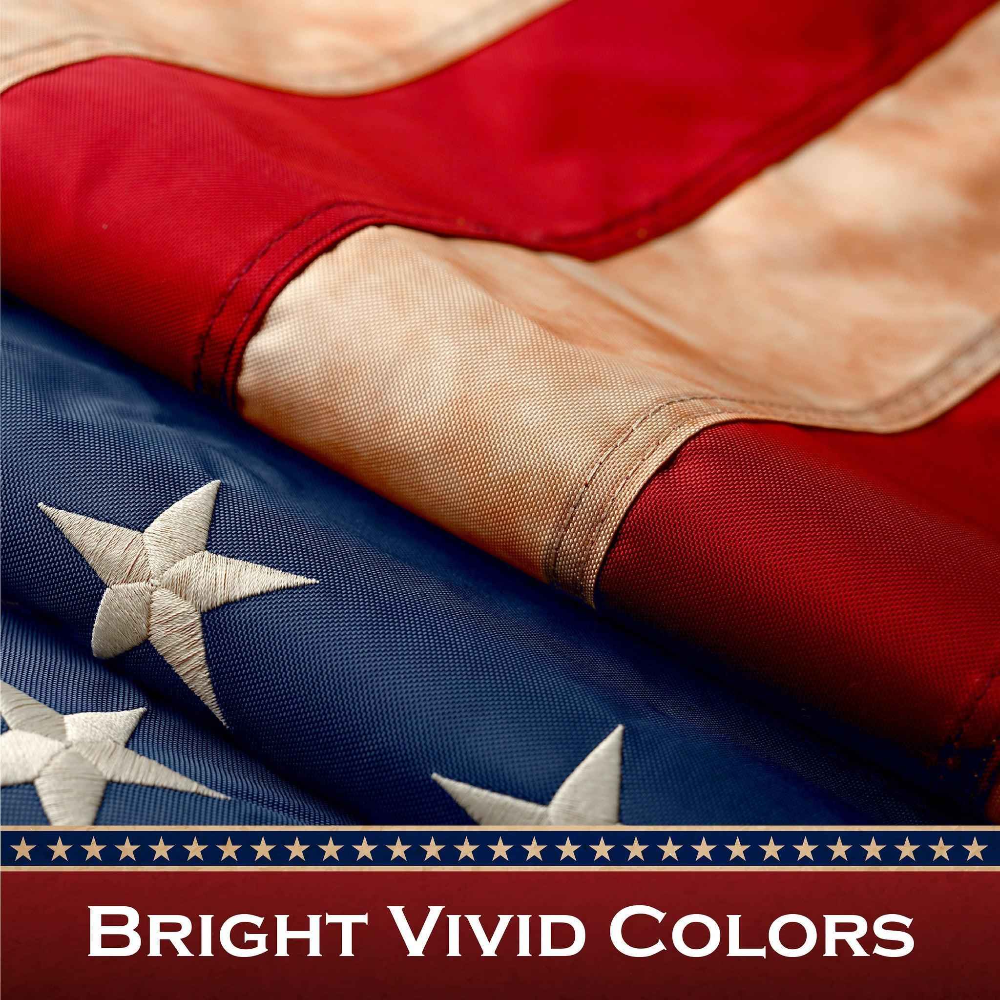 G128 5 Pack: American USA Tea-Stained Flag | 2.5x4 Ft | ToughWeave Pro Series Pole Sleeve Embroidered 420D Polyester | Embroidered Stars