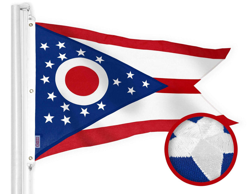 G128 Combo Pack: American USA Flag 6x10 Ft & Ohio OH State Flag 6x10 Ft | Both StormFlyer Series Embroidered 220GSM Spun Polyester, Brass Grommets