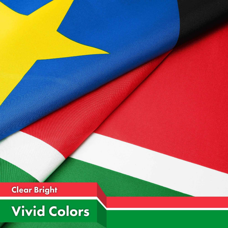 G128 3 Pack: South Sudan South Sudanese Flag | 3x5 Ft | LiteWeave Pro Series Printed 150D Polyester | Country Flag, Vibrant Colors, Brass Grommets, Thicker and More Durable Than 100D 75D Polyester