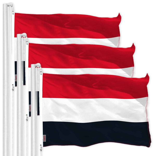 G128 3 Pack: Yemen (Yemeni) Flag | 3x5 feet | Printed 150D Indoor/Outdoor, Vibrant Colors, Brass Grommets, Quality Polyester, Much Thicker More Durable Than 100D 75D Polyester