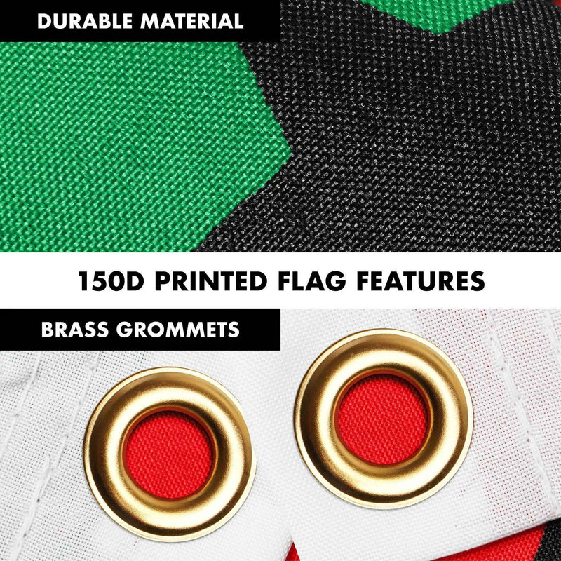 G128 Combo Pack: 6 Ft Tangle Free Aluminum Spinning Flagpole (White) & Afro American Black Liberation BLM Flag 3x5 Ft, LiteWeave Pro Series Printed 150D Polyester | Pole with Flag Included