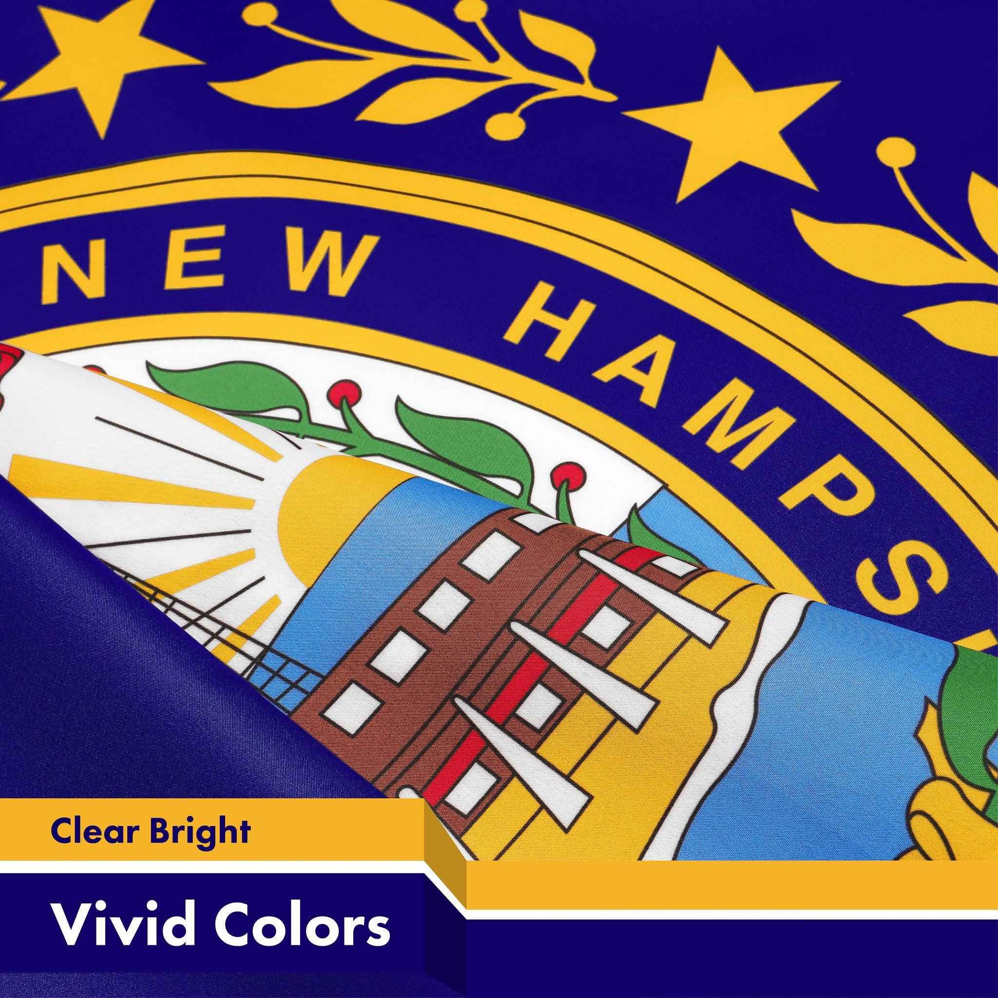 G128 Combo Pack: American USA Flag 3x5 Ft & New Hampshire Flag 3x5 Ft, Both Printed 150D Polyester, Indoor/Outdoor, Brass Grommets
