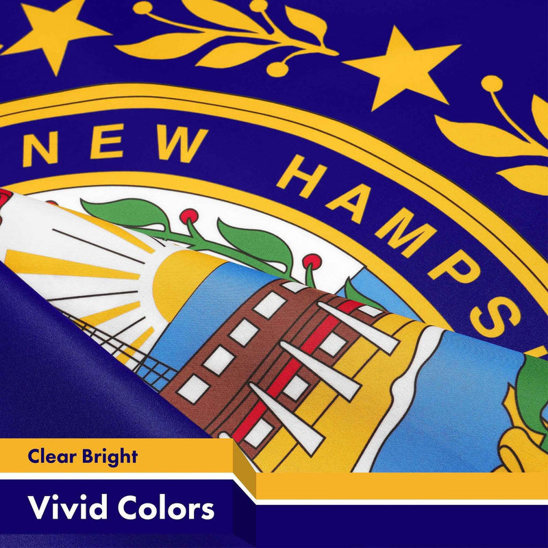 G128 Combo Pack: American USA Flag 3x5 Ft & New Hampshire Flag 3x5 Ft, Both Printed 150D Polyester, Indoor/Outdoor, Brass Grommets