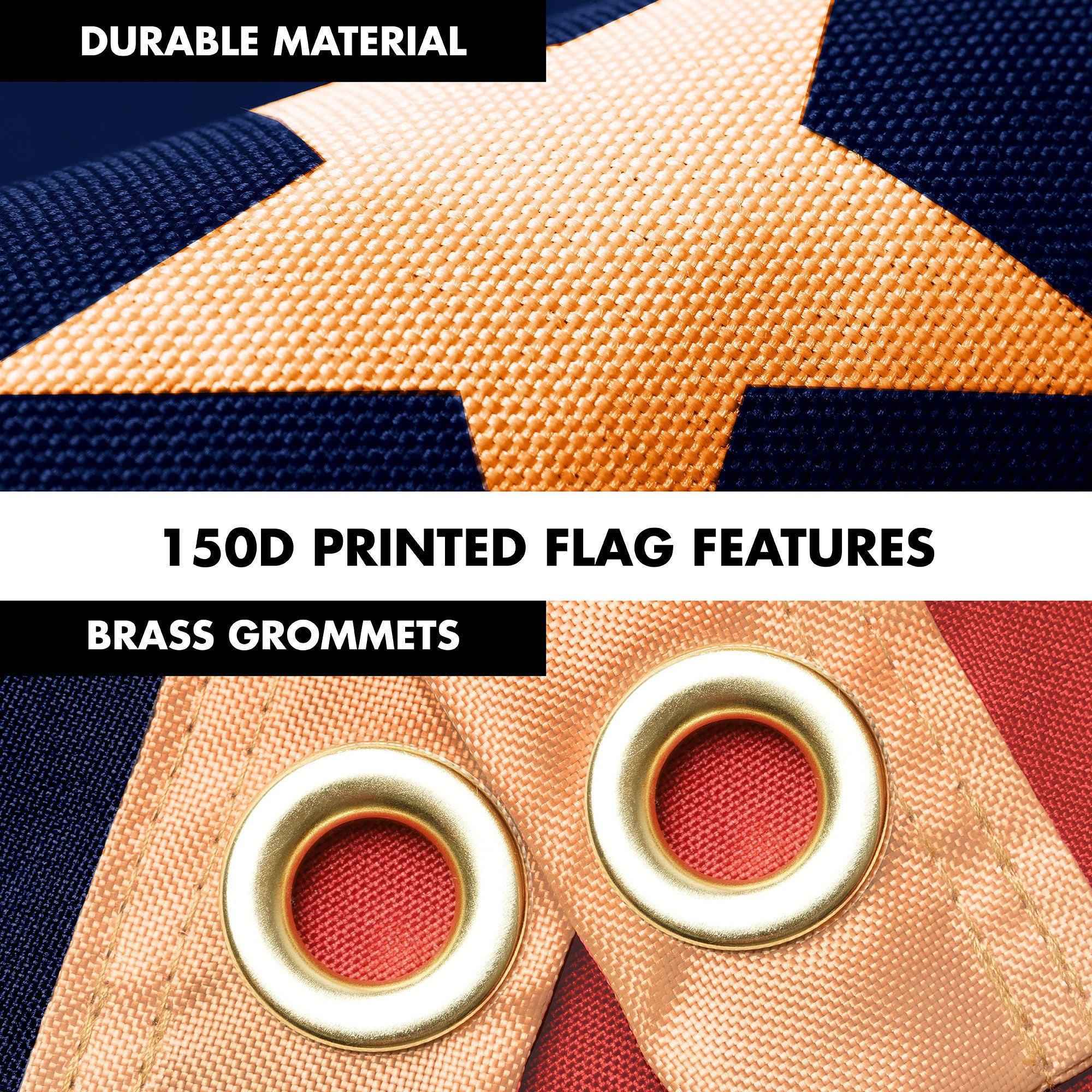 G128 Combo Pack: 6 Ft Tangle Free Aluminum Spinning Flagpole (Black) & American USA Tea-Stained Flag 3x5 Ft, LiteWeave Pro Series Printed 300D Polyester | Pole with Flag Included