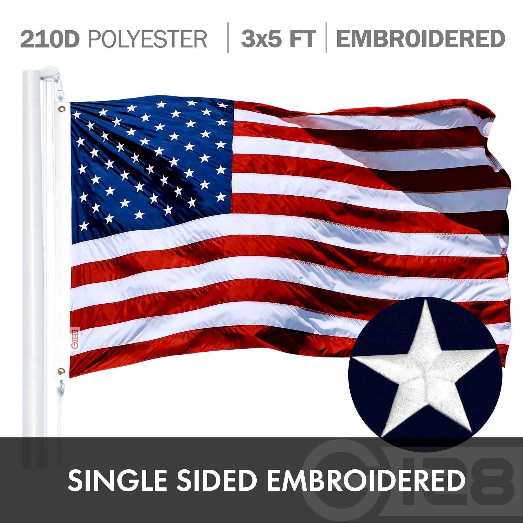 G128 Combo Pack: American USA Flag ToughWeave Series 2x3 Ft Single Sided & California CA State Flag Double Sided 2x3 Ft Double ToughWeave Series | Both Embroidered Polyester, Brass Grommets