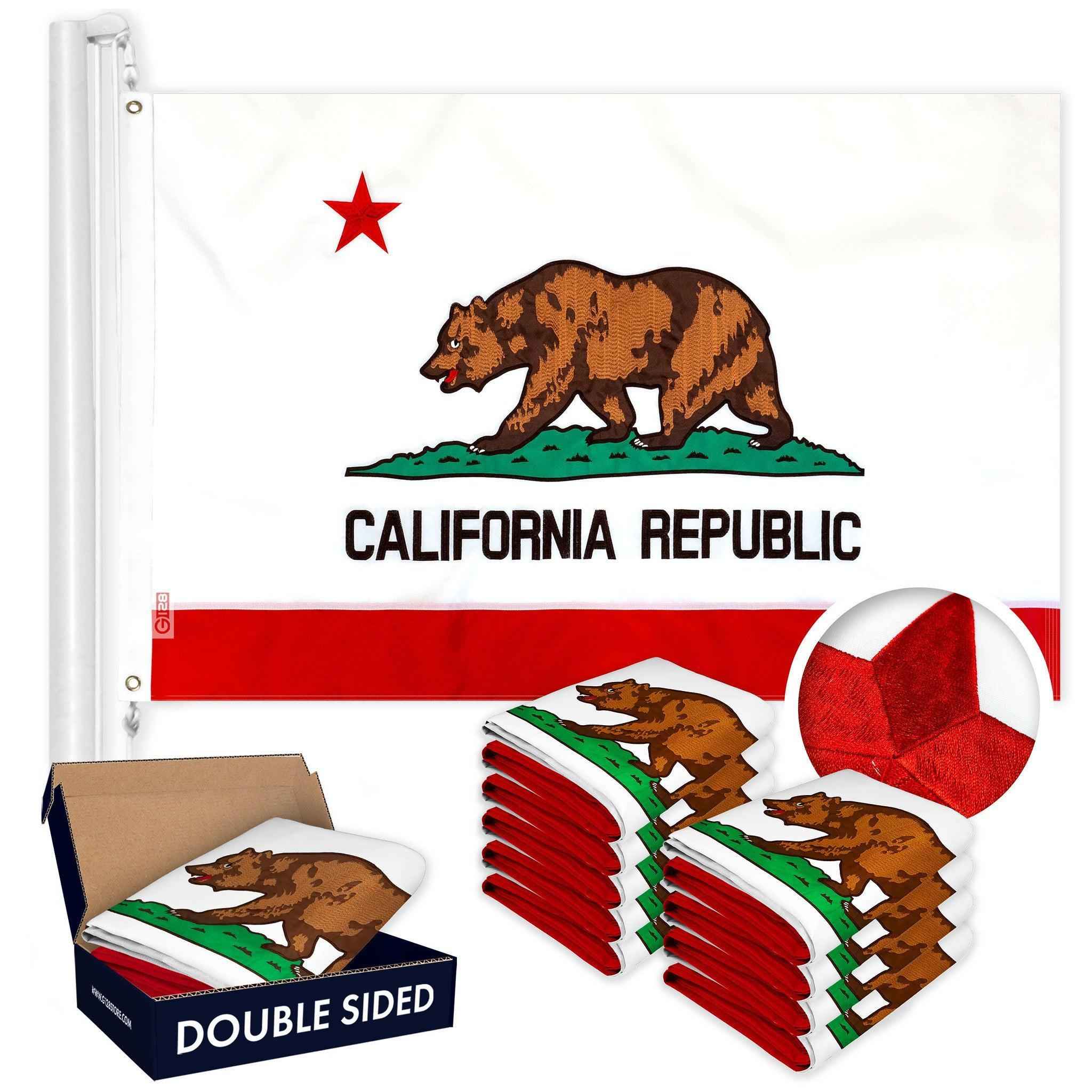 California CA State Flag 2x3FT 10-Pack Double-sided Embroidered Polyester By G128