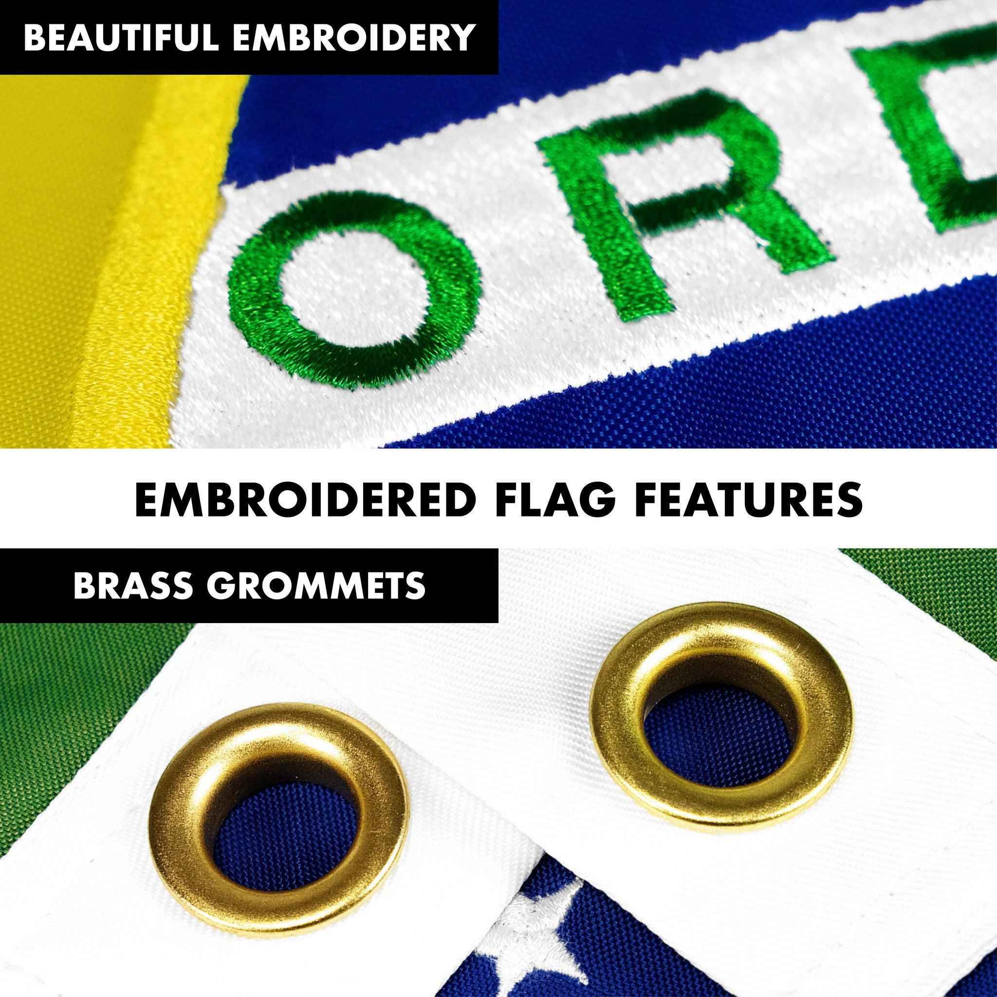 G128 Combo Pack: 6 Ft Tangle Free Aluminum Spinning Flagpole (Silver) & Brazil Brazilian Flag 3x5 Ft, Double ToughWeave Series Double Sided Embroidered 210D Polyester | Pole with Flag Included