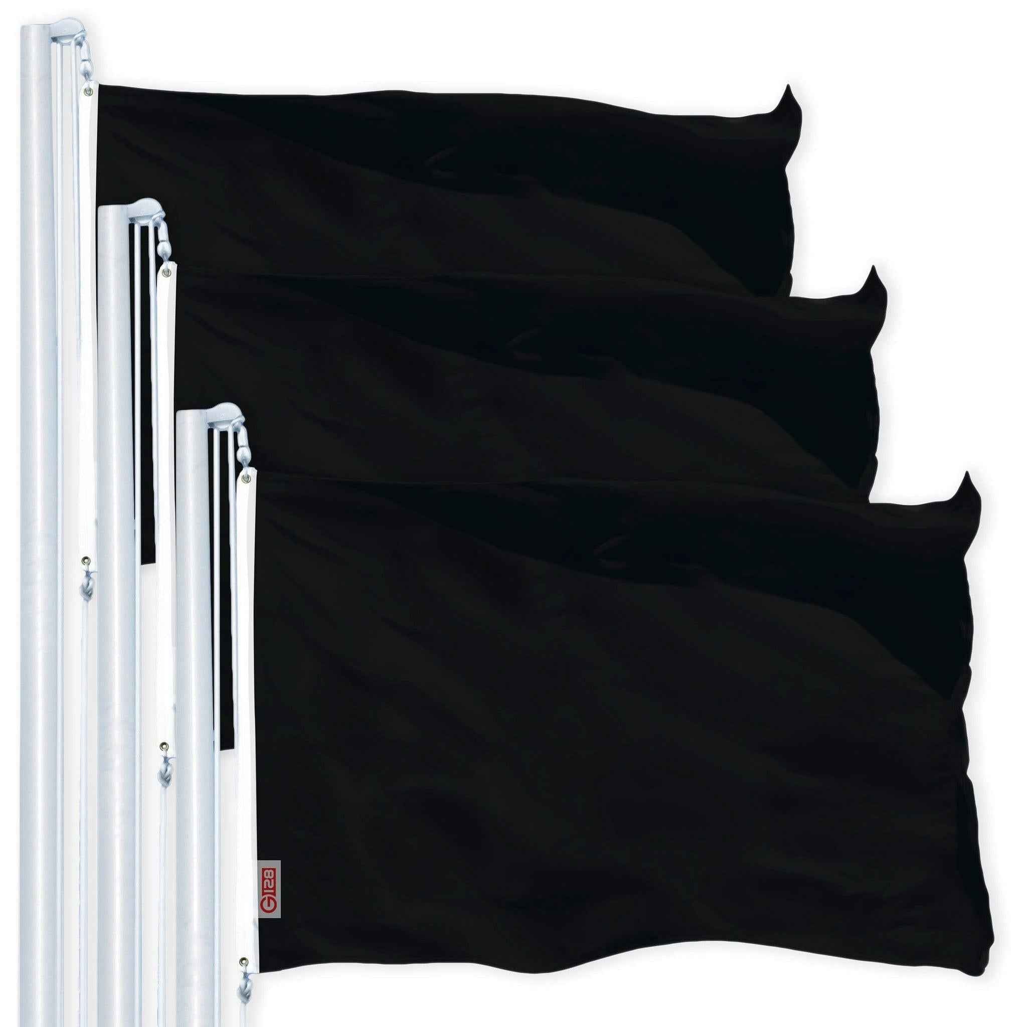 G128 3 Pack: Solid Black Color Flag | 2x3 Ft | LiteWeave Pro Series Printed 150D Polyester | Indoor/Outdoor, Vibrant Colors, Brass Grommets, Thicker and More Durable Than 100D 75D Polyester