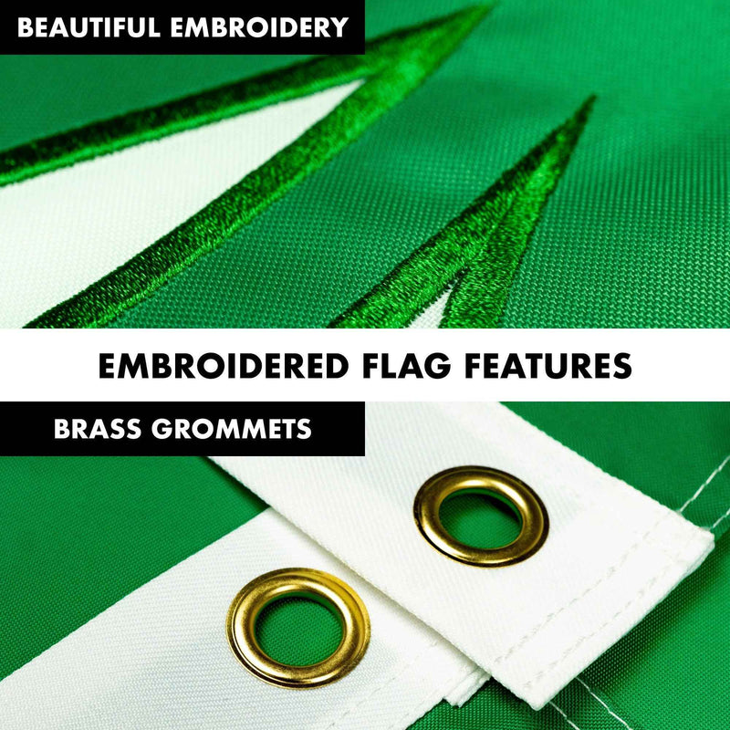 G128 - 6 Feet Tangle Free Spinning Flagpole (White) Ireland SHAMROCK Flag Brass Grommets Embroidered 3x5 ft (Flag Included) Aluminum Flag Pole