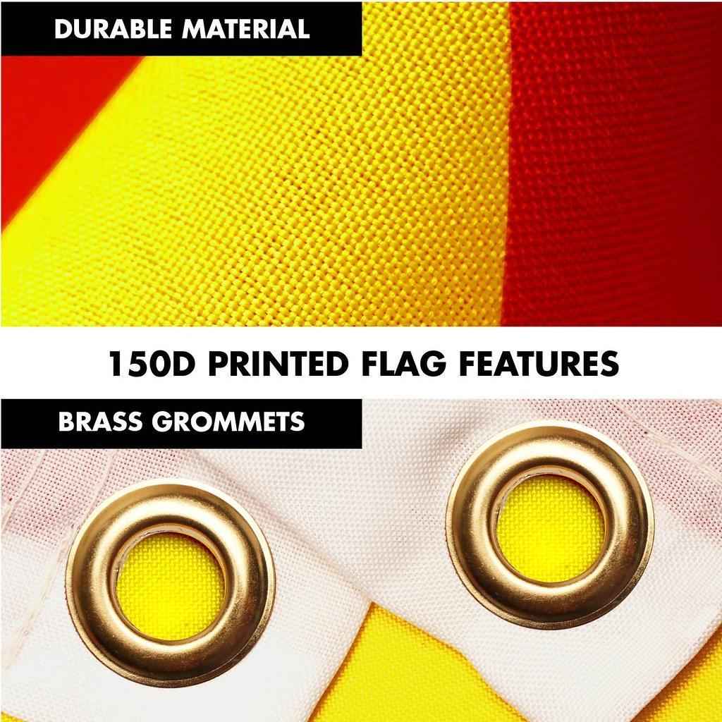 G128 Combo Pack: 6 Ft Tangle Free Spinning Flagpole (Silver) & Vietnam Flag 3x5 Ft Printed 150D Polyester, Brass Grommets (Flag Included) Aluminum Flag Pole