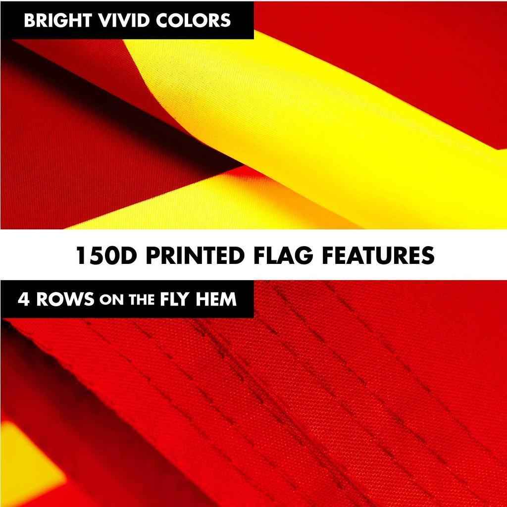 G128 Combo Pack: 6 Ft Tangle Free Spinning Flagpole (Silver) & Vietnam Flag 3x5 Ft Printed 150D Polyester, Brass Grommets (Flag Included) Aluminum Flag Pole