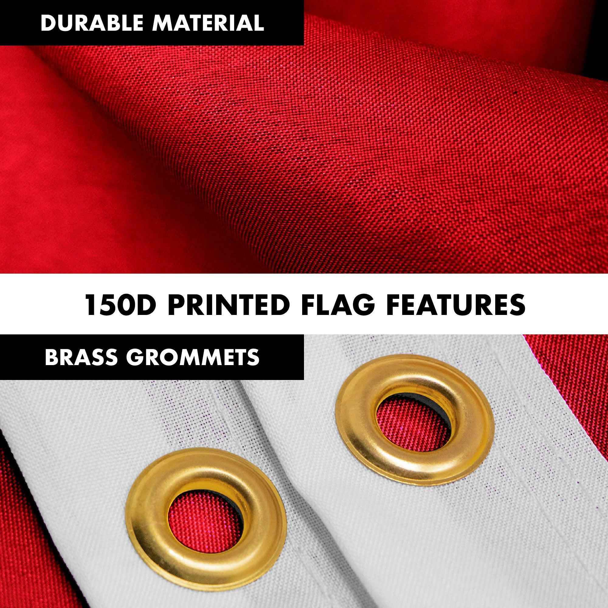 G128 Combo Pack: 5 Ft Tangle Free Aluminum Spinning Flagpole (Black) & Solid Red Color Flag 2x3 Ft, LiteWeave Pro Series Printed 150D Polyester | Pole with Flag Included