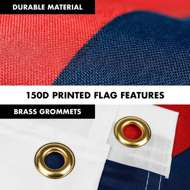 G128 Combo Pack: 5 Ft Tangle Free Aluminum Spinning Flagpole (White) & Christian Flag 2x3 Ft, LiteWeave Pro Series Printed 150D Polyester | Pole with Flag Included