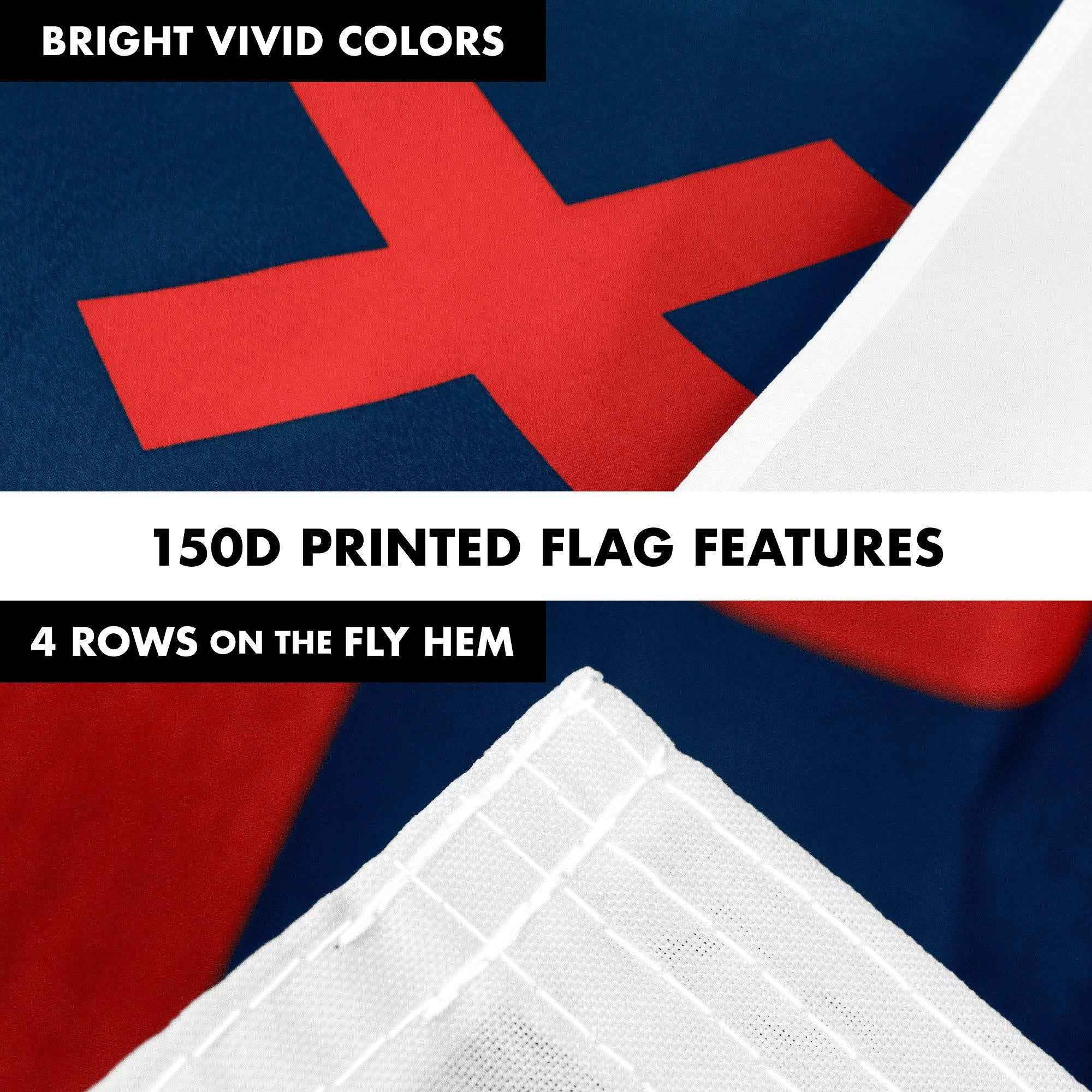 G128 Combo Pack: 5 Ft Tangle Free Aluminum Spinning Flagpole (White) & Christian Flag 2x3 Ft, LiteWeave Pro Series Printed 150D Polyester | Pole with Flag Included