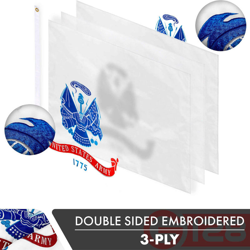 US Army Flag 210D Embroidered Polyester 3x5 Ft - Double Sided 3ply