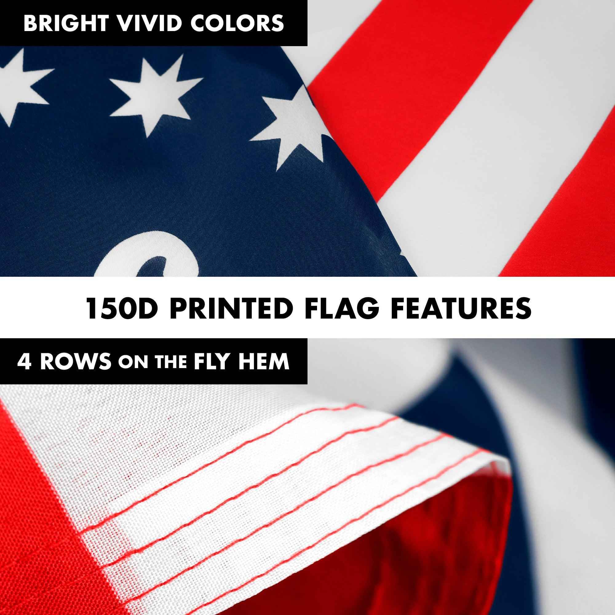 G128 Combo Pack: 6 Feet Tangle Free Spinning Flagpole (Black) Bennington Flag 3x5 ft Printed 150D Brass Grommets (Flag Included) Aluminum Flag Pole