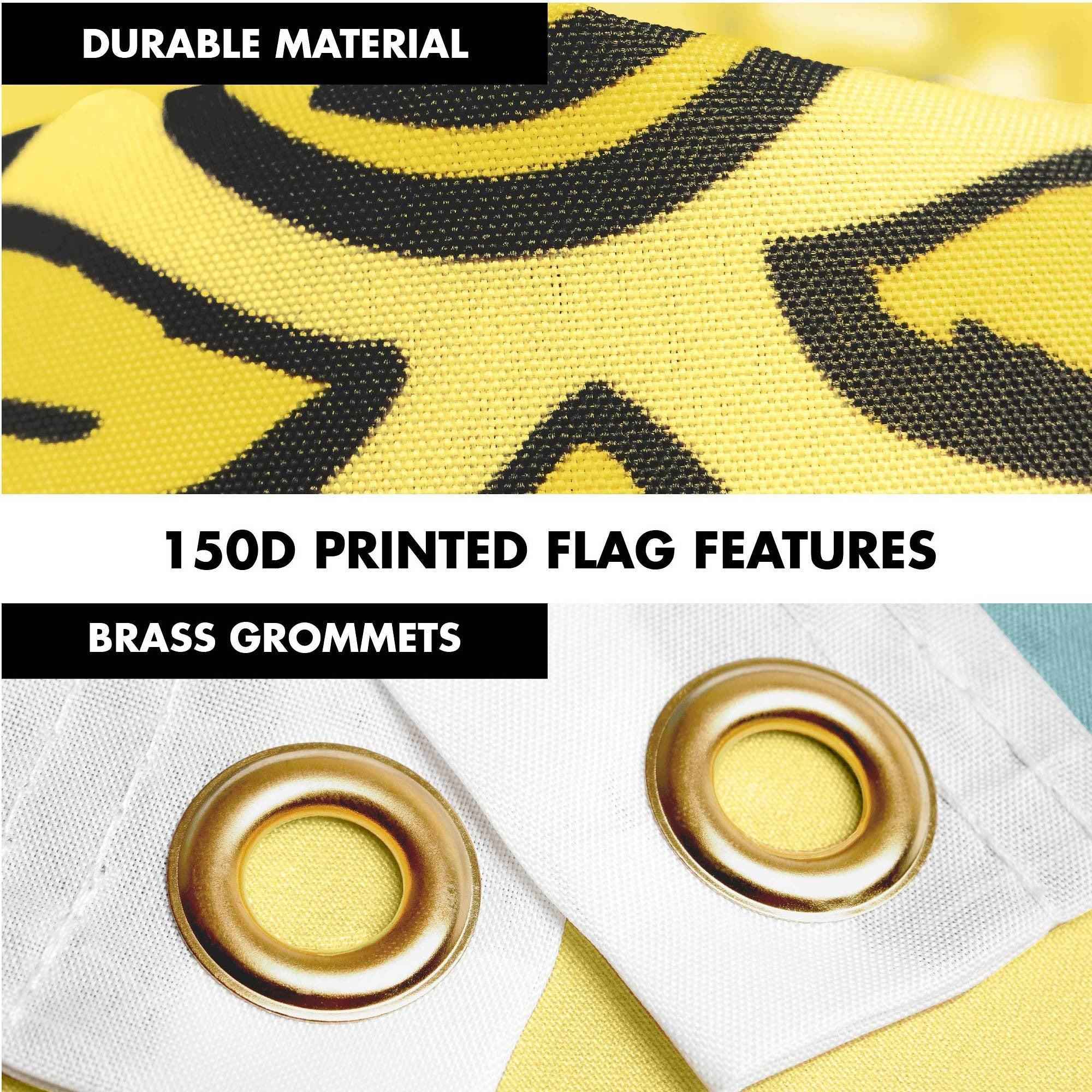 G128 Combo Pack: 6 Ft Tangle Free Spinning Flagpole (Black) & Delaware Flag 3x5 Ft Printed 150D Polyester, Brass Grommets (Flag Included) Aluminum Flag Pole