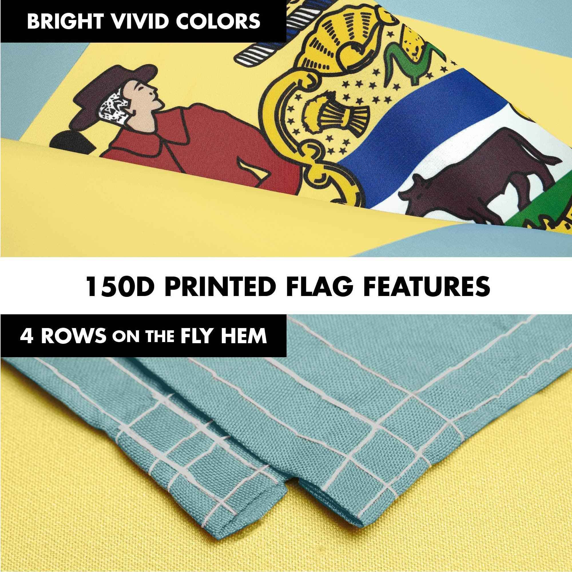 G128 Combo Pack: 6 Ft Tangle Free Spinning Flagpole (Black) & Delaware Flag 3x5 Ft Printed 150D Polyester, Brass Grommets (Flag Included) Aluminum Flag Pole