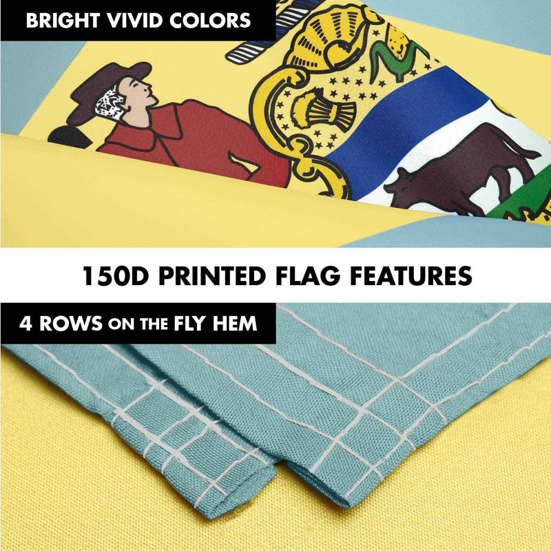 G128 Combo Pack: 6 Ft Tangle Free Spinning Flagpole (Black) & Delaware Flag 3x5 Ft Printed 150D Polyester, Brass Grommets (Flag Included) Aluminum Flag Pole