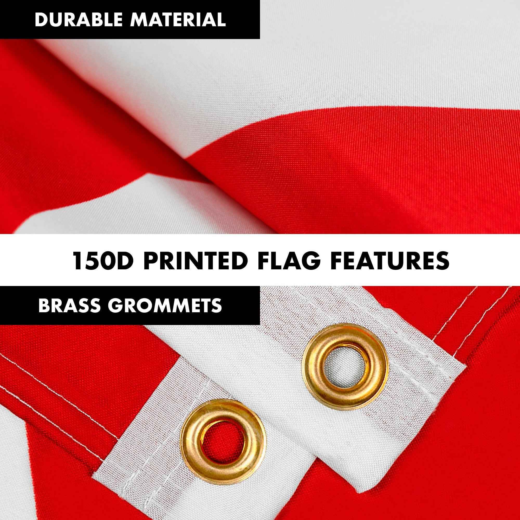 G128 Combo Pack: 6 Feet Tangle Free Spinning Flagpole (Silver) Alabama AL State Flag 3x5 ft Printed 150D Brass Grommets (Flag Included) Aluminum Flag Pole