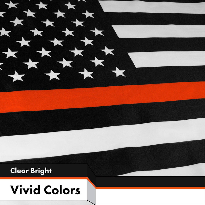 G128 - Thin Orange Line American Flag 150D Polyester 3x5 FT Printed Flag - Honoring Men Women Search and Rescue Brass Grommets Indoor/Outdoor - Much Thicker More Durable Than 100D 75D Polyester - GreatEagleInc