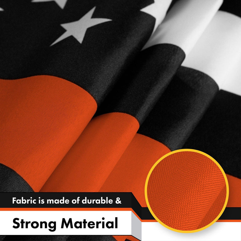 G128 - Thin Orange Line American Flag 150D Polyester 3x5 FT Printed Flag - Honoring Men Women Search and Rescue Brass Grommets Indoor/Outdoor - Much Thicker More Durable Than 100D 75D Polyester - GreatEagleInc
