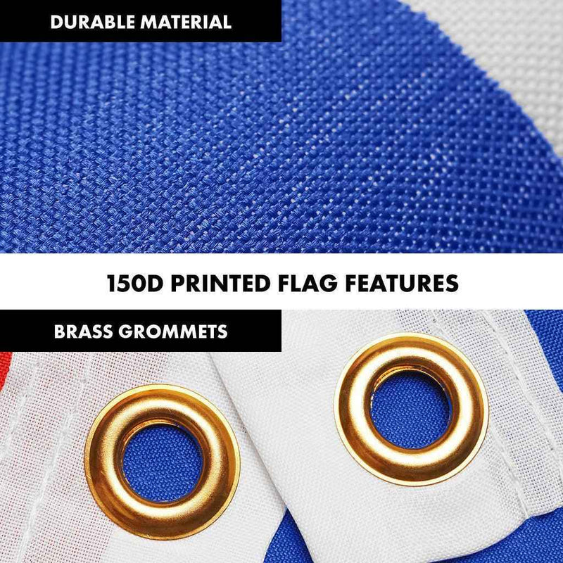 G128 Combo Pack: 6 Ft Tangle Free Spinning Flagpole (White) & Paraguay Flag 3x5 Ft Printed 150D Polyester, Brass Grommets (Flag Included) Aluminum Flag Pole