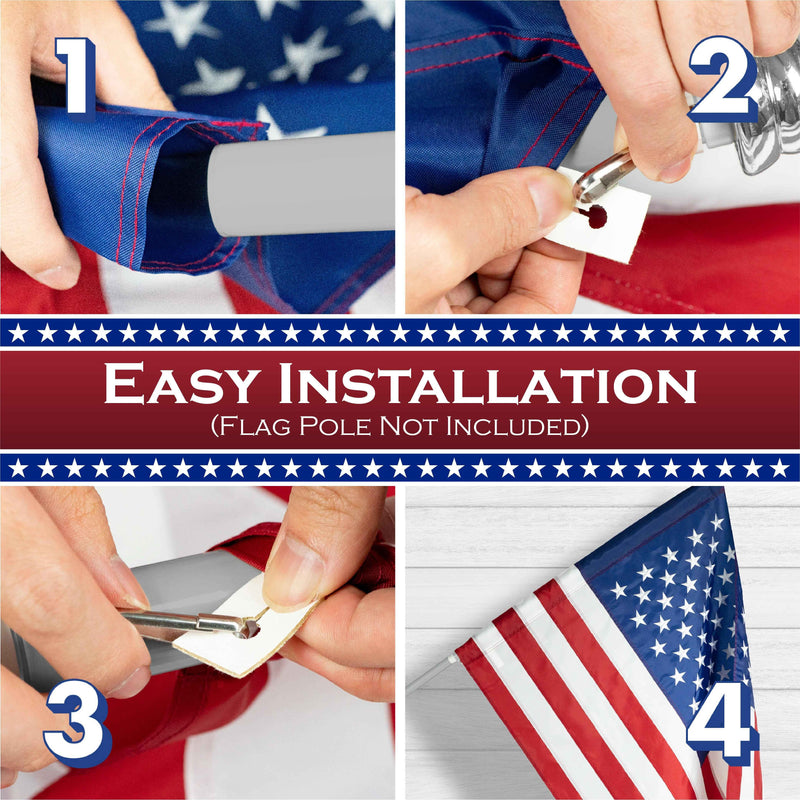 USA American Flag 3x5 Ft 3-Pack Pole Sleeve Embroidered Polyester By G128