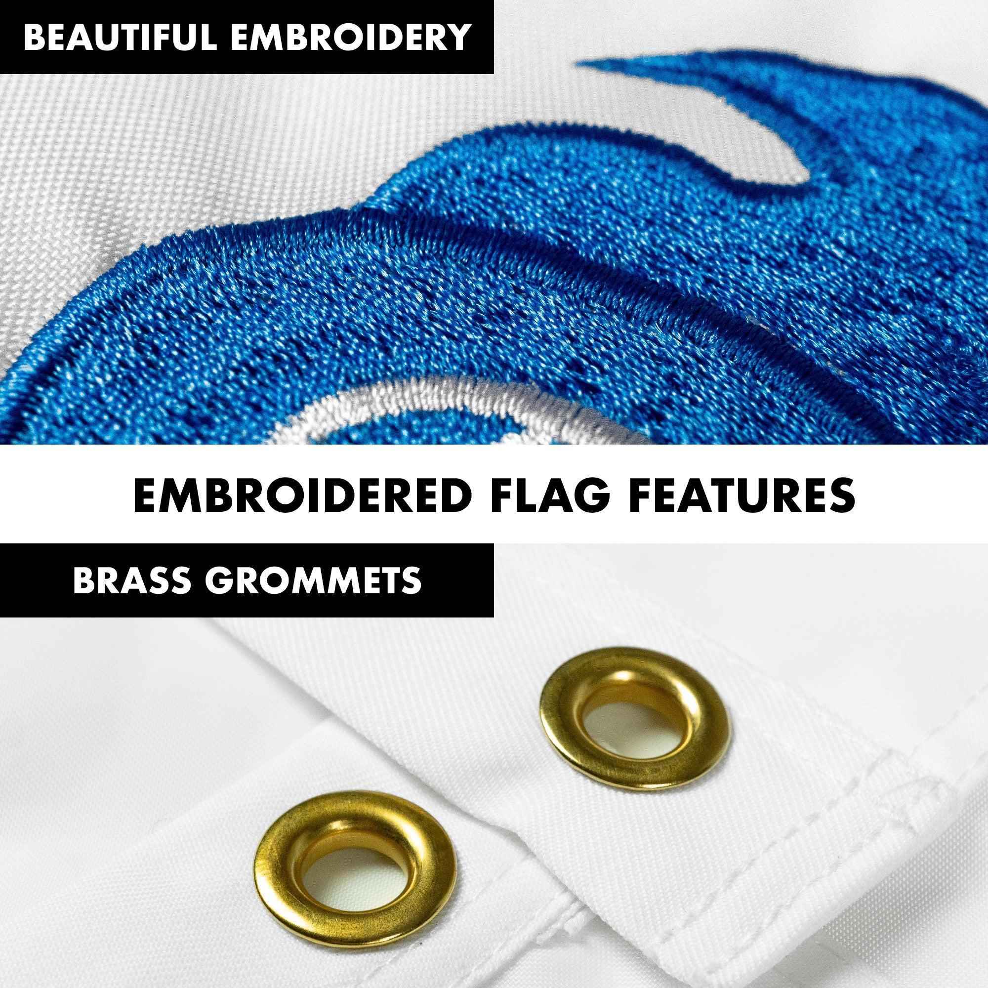 G128 - 6 Feet Tangle Free Spinning Flagpole (Silver) US Army Double Sided Brass Grommets Embroidered 3x5 ft (Flag Included) Aluminum Flag Pole