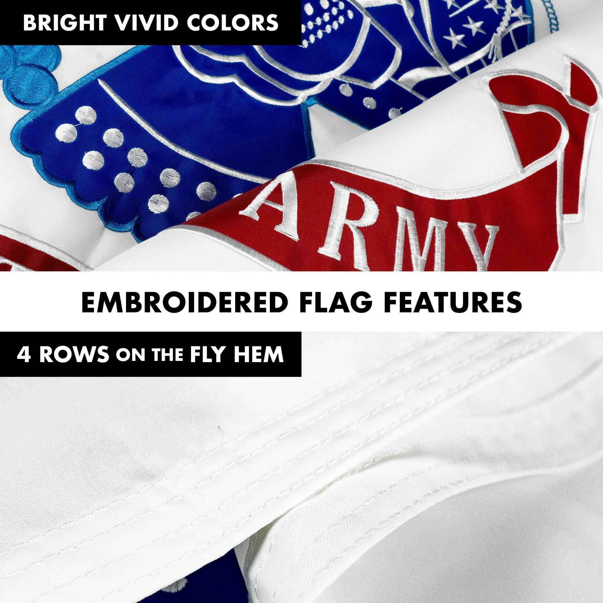 G128 - 6 Feet Tangle Free Spinning Flagpole (Silver) US Army Double Sided Brass Grommets Embroidered 3x5 ft (Flag Included) Aluminum Flag Pole