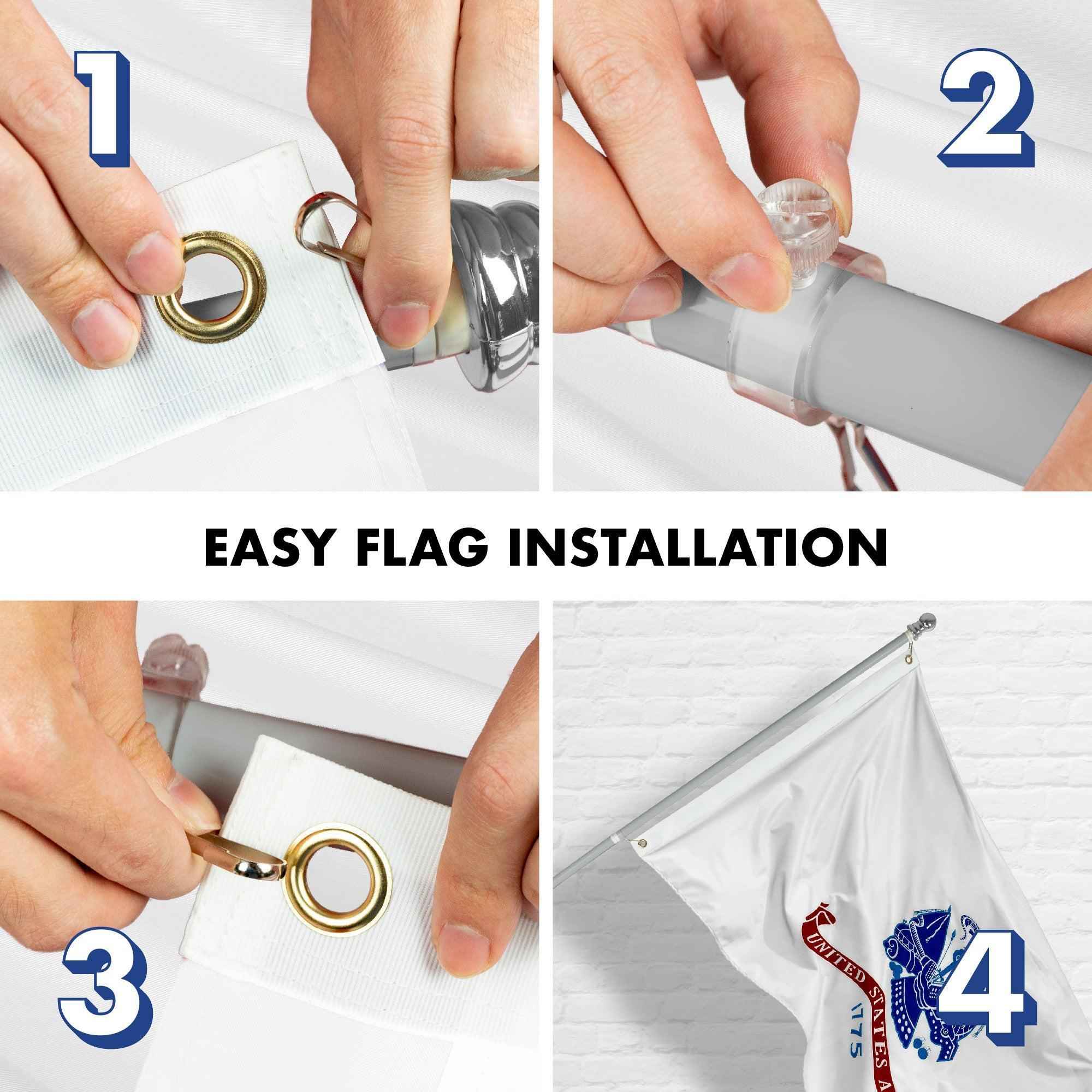 G128 - 6 Feet Tangle Free Spinning Flagpole (Silver) US Army Double Sided Brass Grommets Embroidered 3x5 ft (Flag Included) Aluminum Flag Pole