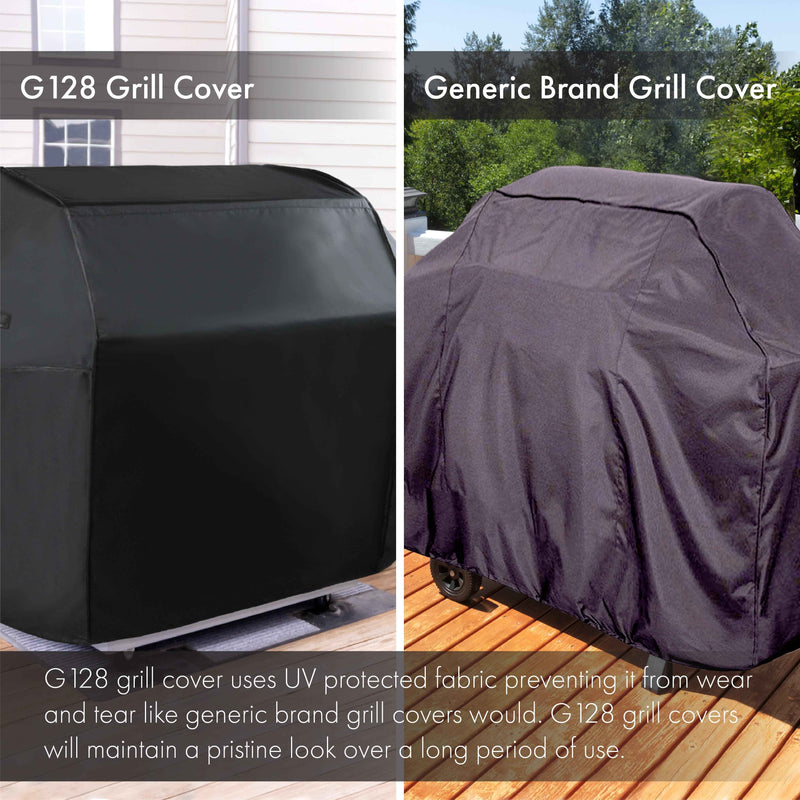 G128 Black Grill Cover | 60 inch | Gas Grill Cover Waterproof, UV Resistant BBQ Grill Cover, Fits Most Brands of Grills