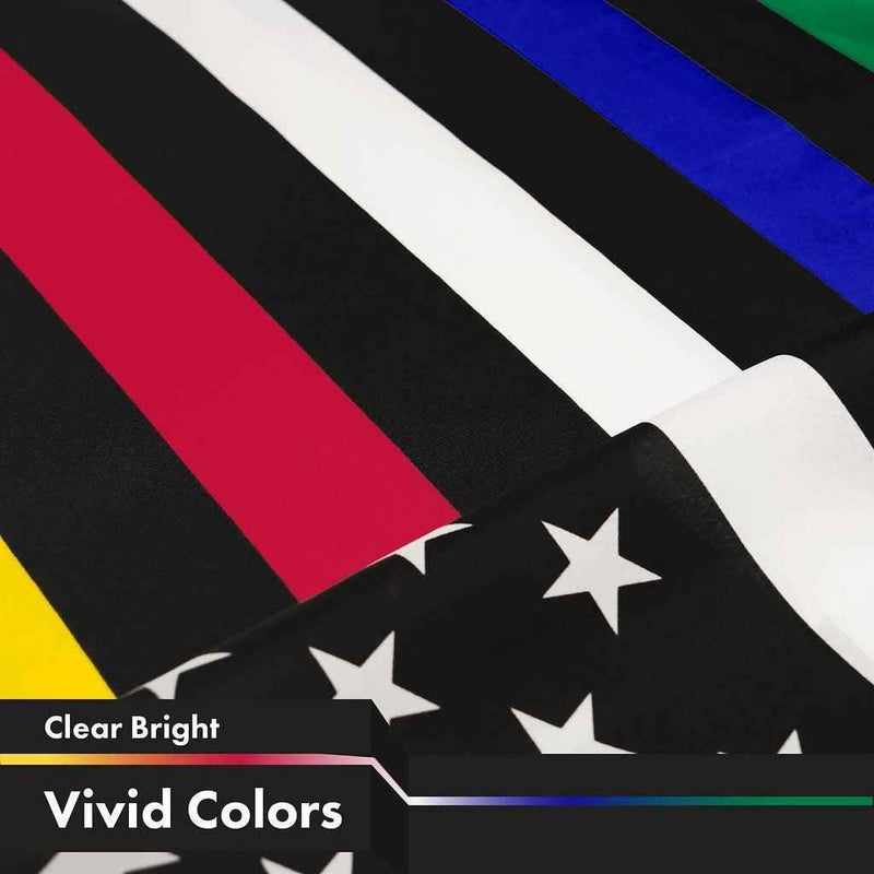 G128 Thin Line Civil Services Flag | 3x5 Ft | Printed 150D Polyester - Gray, Yellow, Red, White, Blue, Green Line, Indoor/Outdoor, Vibrant Colors, Brass Grommets, Quality Polyester, Much Thicker More Durable Than 100D 75D Polyester