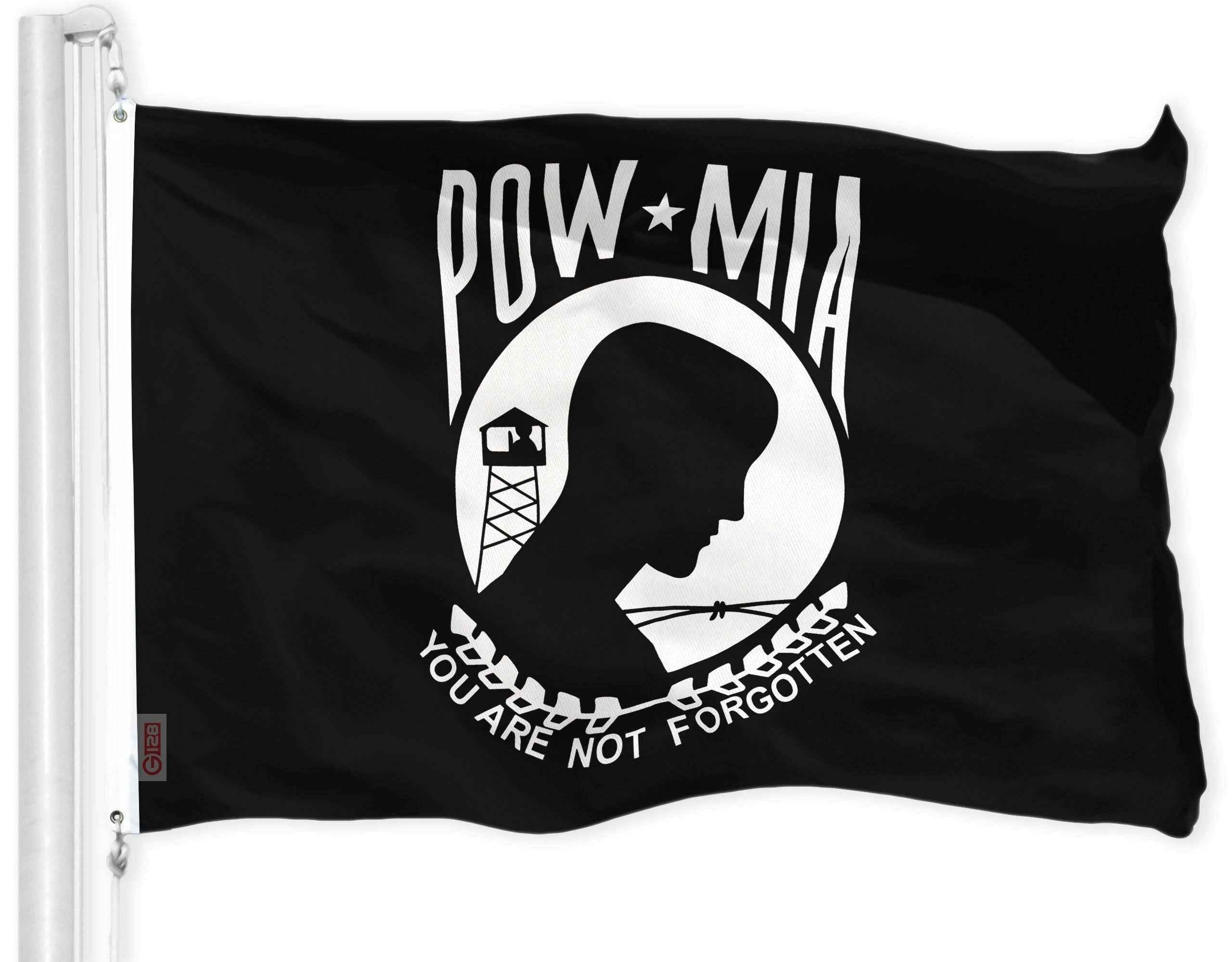 G128 Combo Pack: USA American Flag 3x5 Ft 150D Printed Stars & POW MIA Flag 3x5 Ft 150D Printed