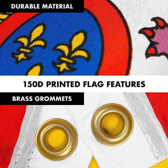 G128 Combo Pack: 6 Feet Tangle Free Spinning Flagpole (Black) Spain Spanish Flag 3x5 ft Printed 150D Brass Grommets (Flag Included) Aluminum Flag Pole