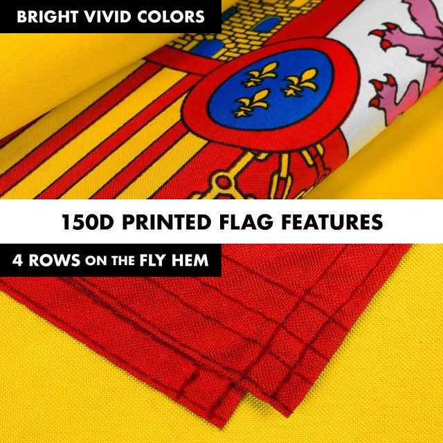 G128 Combo Pack: 6 Feet Tangle Free Spinning Flagpole (Black) Spain Spanish Flag 3x5 ft Printed 150D Brass Grommets (Flag Included) Aluminum Flag Pole